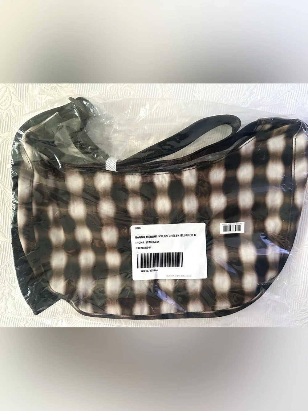 BAGGU Medium Crescent Bag Blurred Gingham NWT